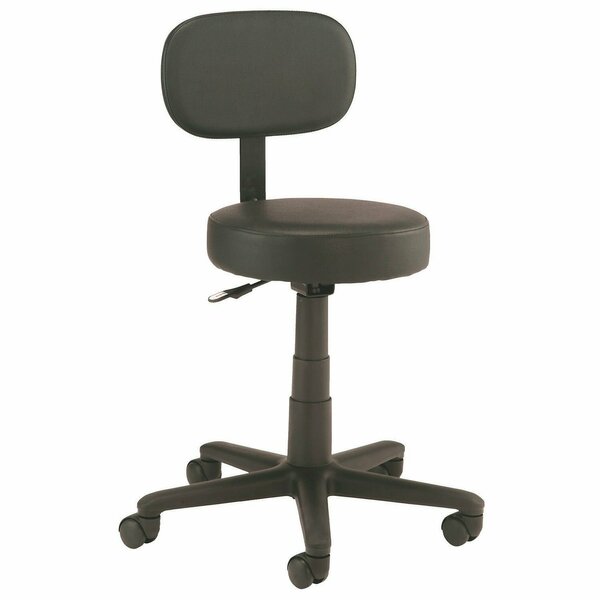 Interion By Global Industrial Interion All Purpose Mobile Stool with Backrest, Black 240157ABK